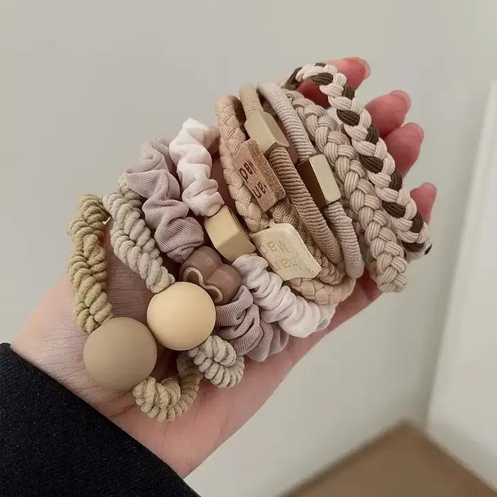 Lot de 10 élastiques à cheveux en cuir pour femme, pour queue de cheval haute, accessoires capillair
