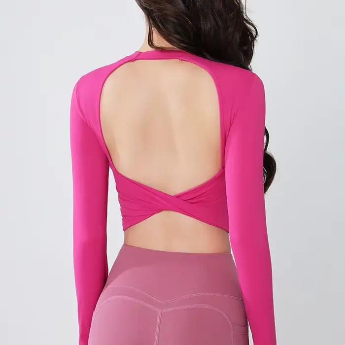 Chemise de Yoga pour femmes, haut de sport dos nu, Sexy, à la mode, vêtements d'entraînement, course