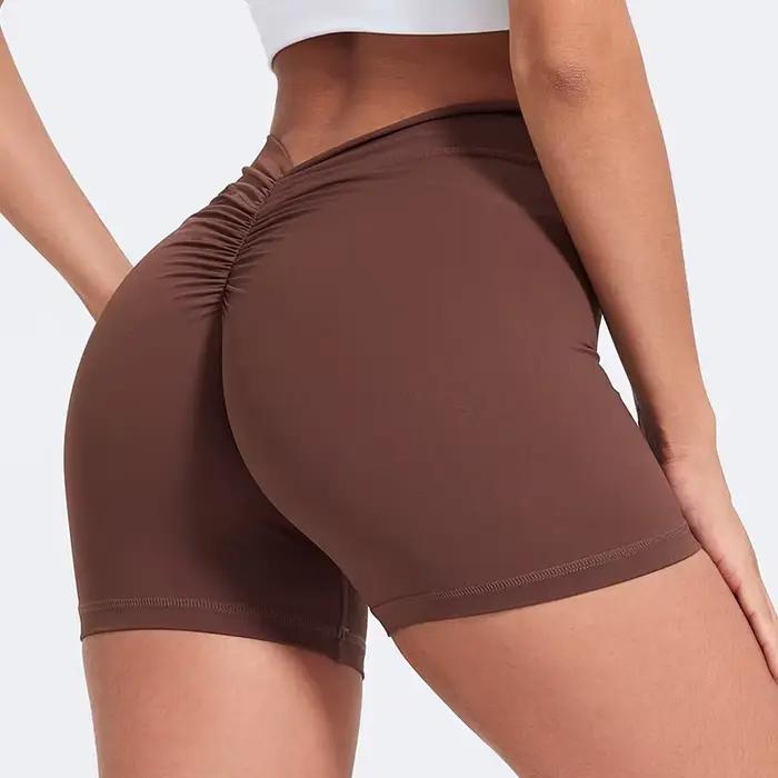 Short de yoga taille haute à dos en V pour femme, short moulant en nylon, pantalon de fitness, levag