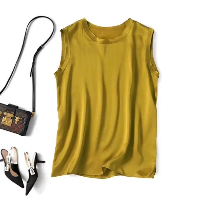 Été blusas élégantes chemise coréenne femmes mode Satin réservoir été bureau dame glace soie hauts