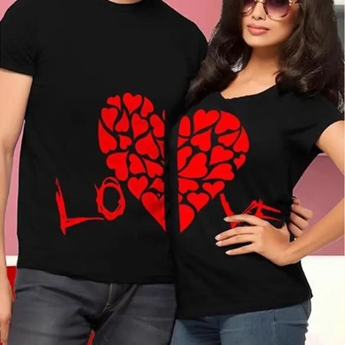 T-shirt col rond pour couple, estival et décontracté, avec impression du roi et de la reine, épissag