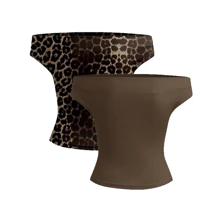 2 pièces ensemble plissé asymétrique haut court femme T-shirts haut sans bretelles femme sans manche