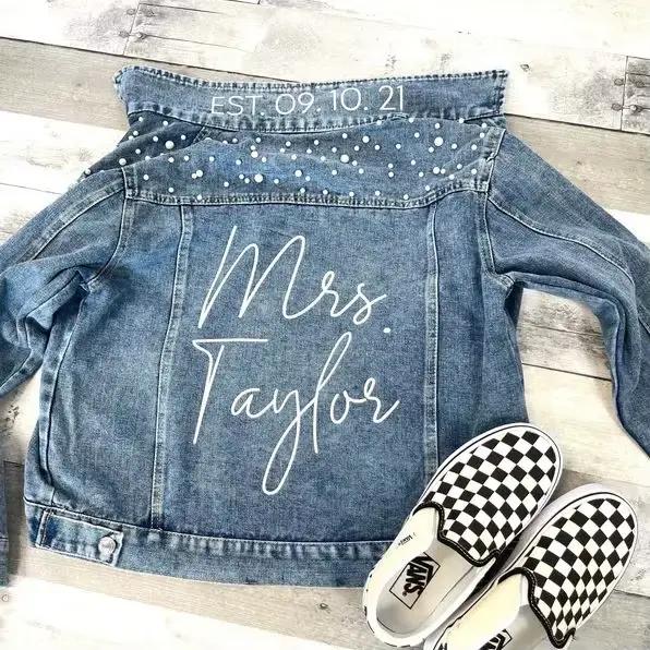 Veste en jean personnalisée avec Mme Pearl, veste en jean pour la mariée, cadeau pour les patients e