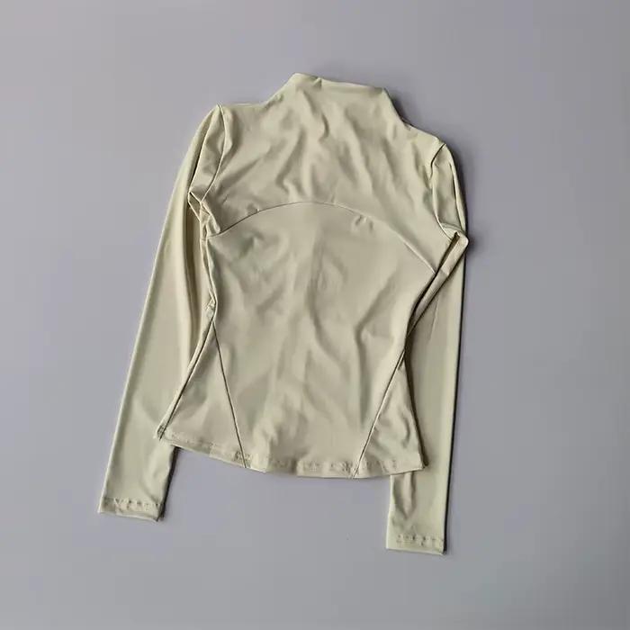 Veste de sport pour femmes, fermeture éclair, Fitness, Yoga, chemise d'entraînement, manteaux de cou