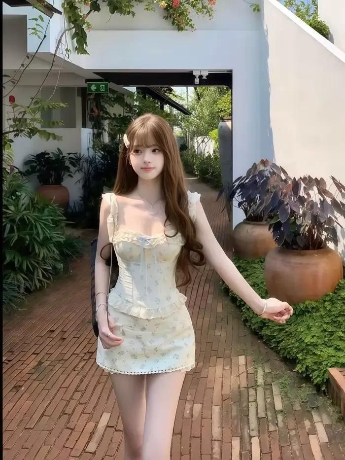 Ensemble de tenue de voyage pour fête d'anniversaire, esthétique 'Lune Pure et Douce', jupe à bordur