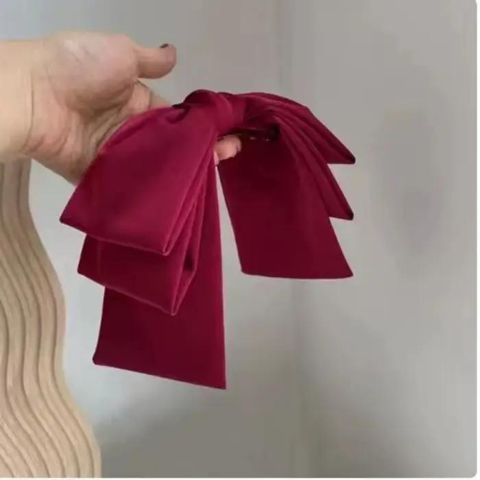 Grande pince à cheveux en Satin, nœuds pour filles et femmes, rose uni, noir, épingle à cheveux mult