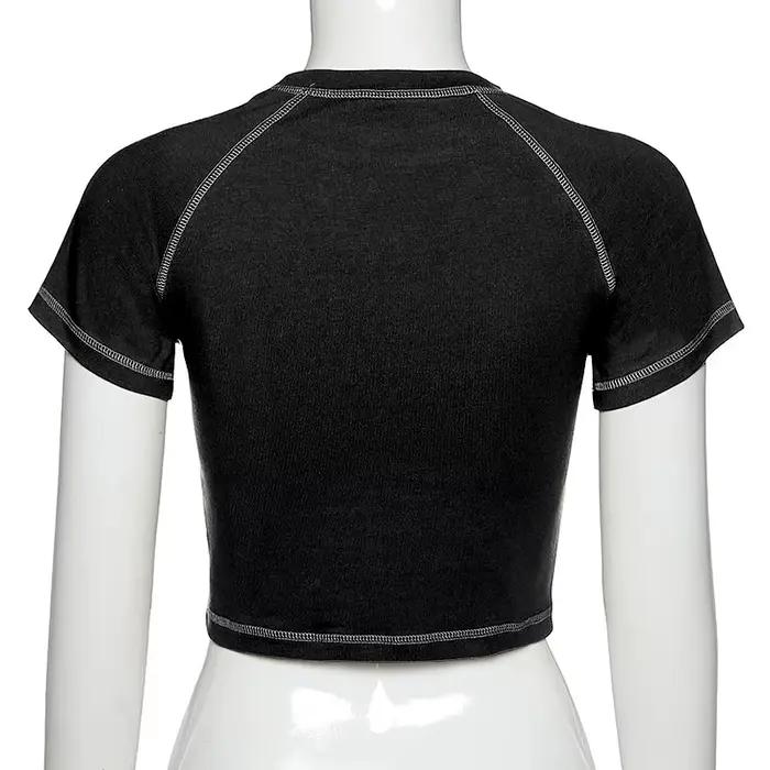 T-shirt femme Harajuku haut court Harajuku rétro coréen noir démon Punk gothique Anime imprimé vêtem