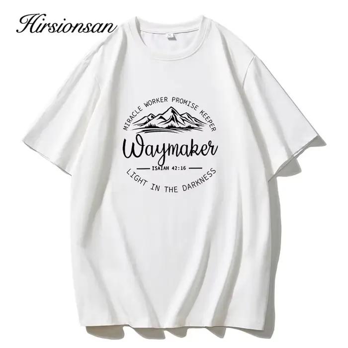 Hirsionsan-T-shirt col rond femme, 100% coton, imprimé montagne, vintage, décontracté, chic, été, 20