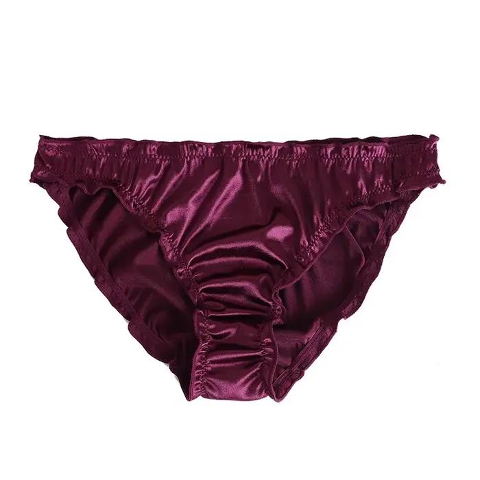 Culotte Sexy Super extensible pour femmes, Lingerie féminine, slip en Satin taille basse, sous-vêtem