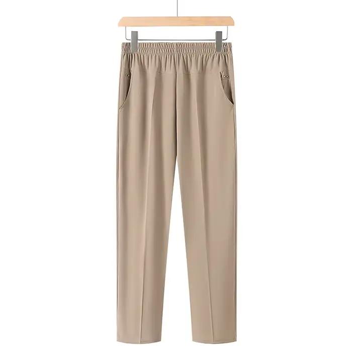 Nouveaux pantalons pour femmes printemps-été, pantalons mom, taille haute élastique, décontractés, c