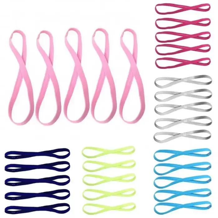 5/10 pièces couleur bonbon femmes hommes Yoga bandes de cheveux Sport bandeau filles Sport anti-déra
