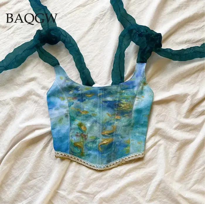 Débardeur imprimé Vintage et esthétique pour femme, haut court, mode été, élégant, slim, Clubwear, C