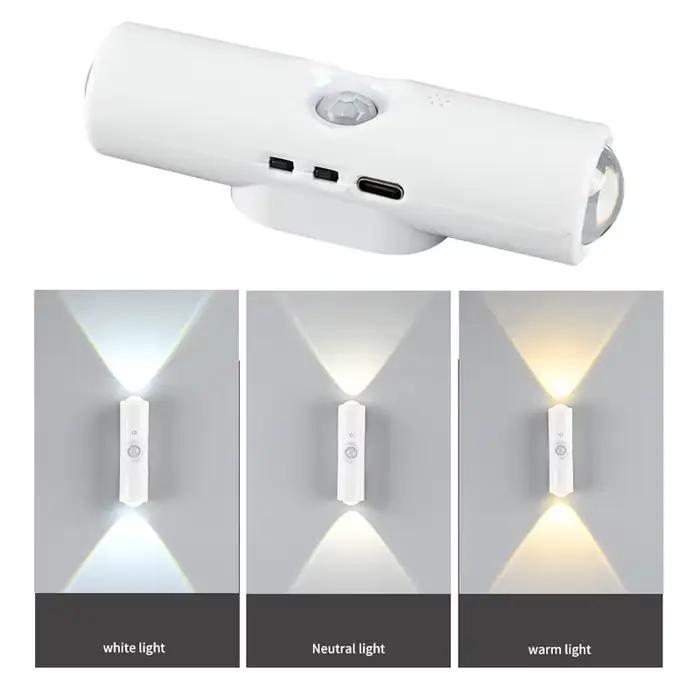 Lampe murale intelligente à dégradé RGB avec capteur de mouvement magnétique rechargeable pour chamb