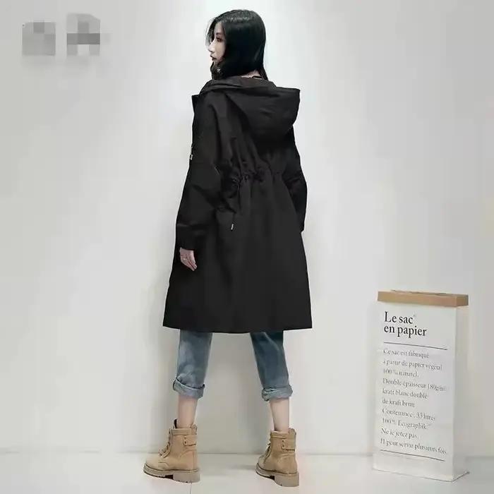 Coupe-vent brodé Long pour femmes, manteau Chic, ample, taille collectée, mode Hong Kong, nouvelle c