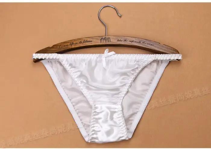 Sous-vêtements sexy pour femme en soie de mûrier 100%, élégants avec un nœud, culottes en soie à tai