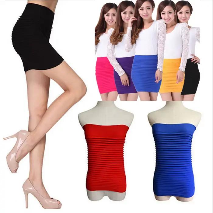 Jupe plissée élastique taille haute pour femme, mini-jupe, drapée, mince, sexy, bureau, été