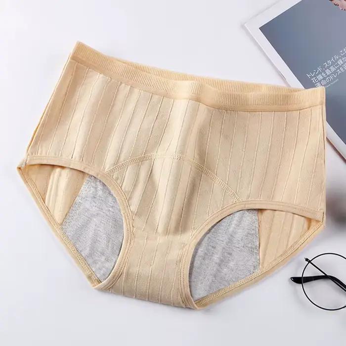 Culotte menstruelle en coton pour femmes, culotte taille haute anti-fuite, sous-vêtements menstruels