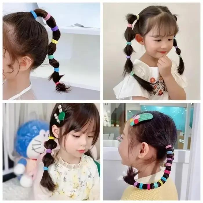 Attaches de cheveux élastiques en nylon de base colorées pour filles, chouchou pour queue de cheval,