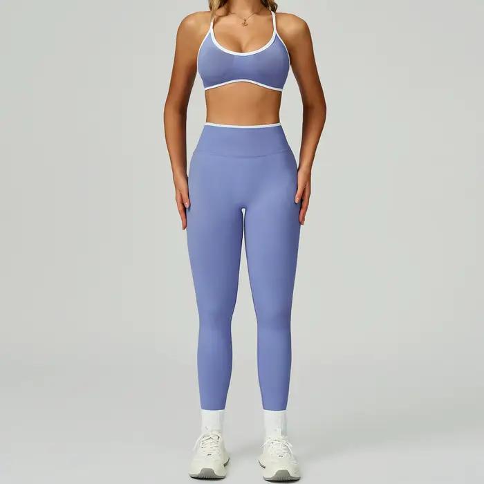 Ensemble de sport sans couture pour femmes, vêtements de Fitness, blocage de couleur, ensembles de Y