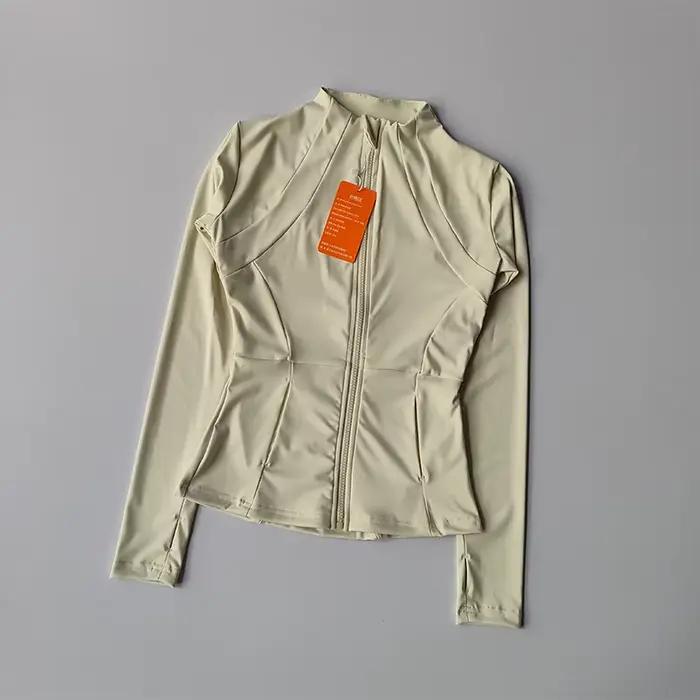 Veste de sport pour femmes, fermeture éclair, Fitness, Yoga, chemise d'entraînement, manteaux de cou