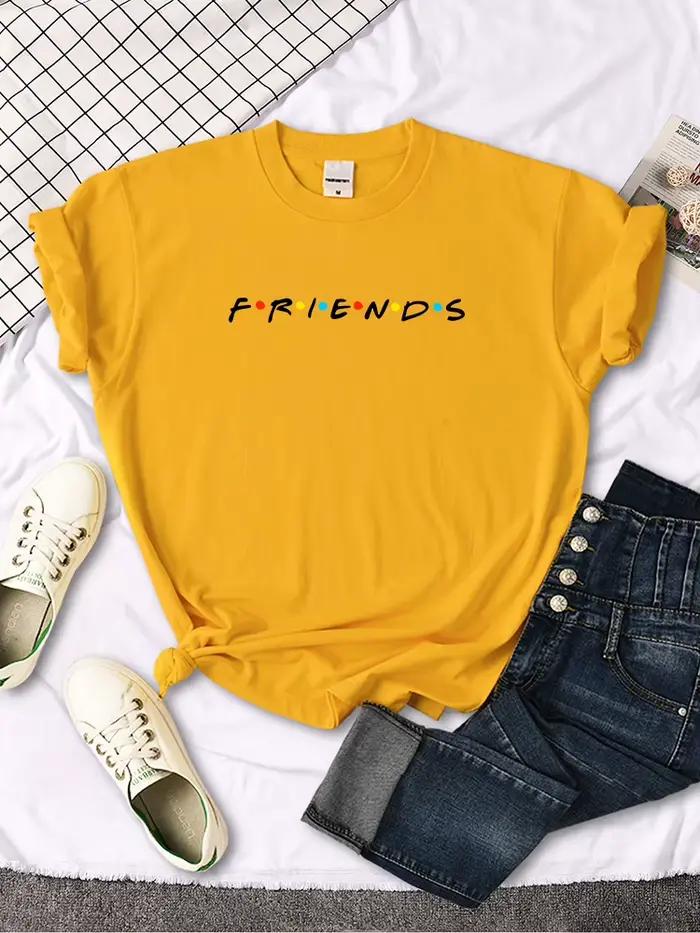 Amis créatifs lettre impression T-Shirt femmes t-shirts occasionnels japon Harajukua Style ample col