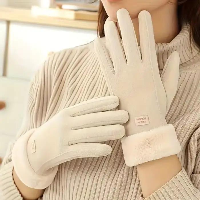Gants d'hiver chauds pour femmes, compatibles avec les écrans tactiles, doublés de peluche, épais, p