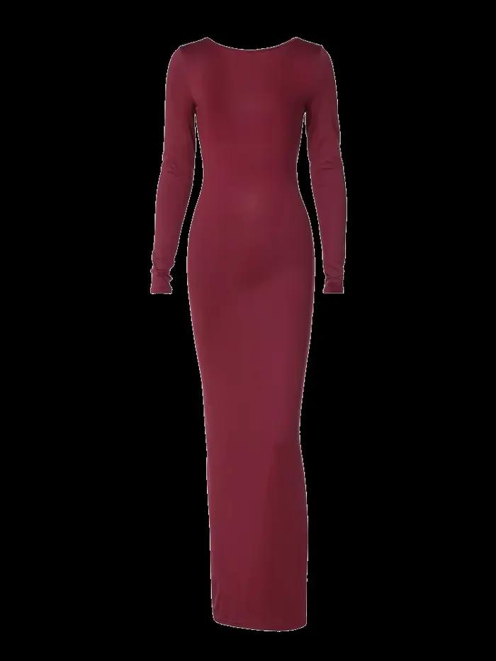 Dulzura – robe Maxi froncée, dos nu, couleur unie, automne-hiver, vêtements pour femmes, Sexy, éléga