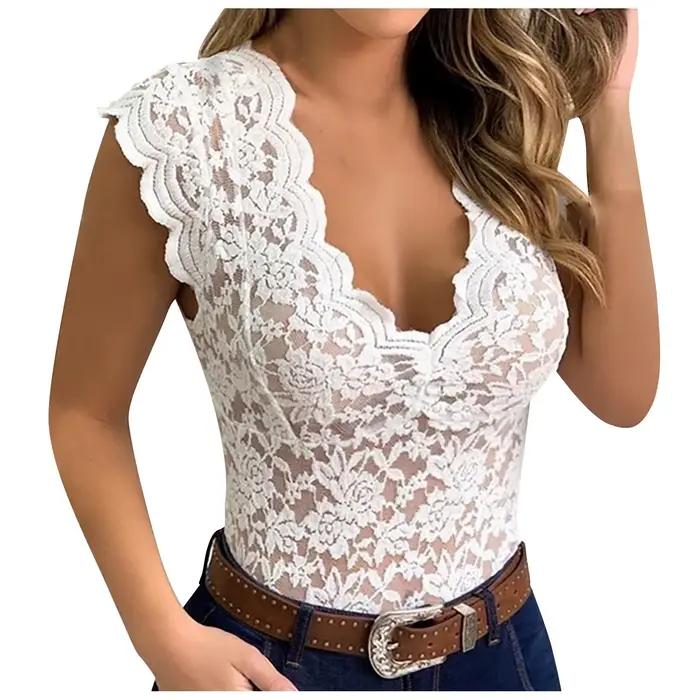 Débardeur Sexy en Dentelle pour Femme, Camisole Col en V, Sous-Vêtements Précieux, Nouvelle Collecti