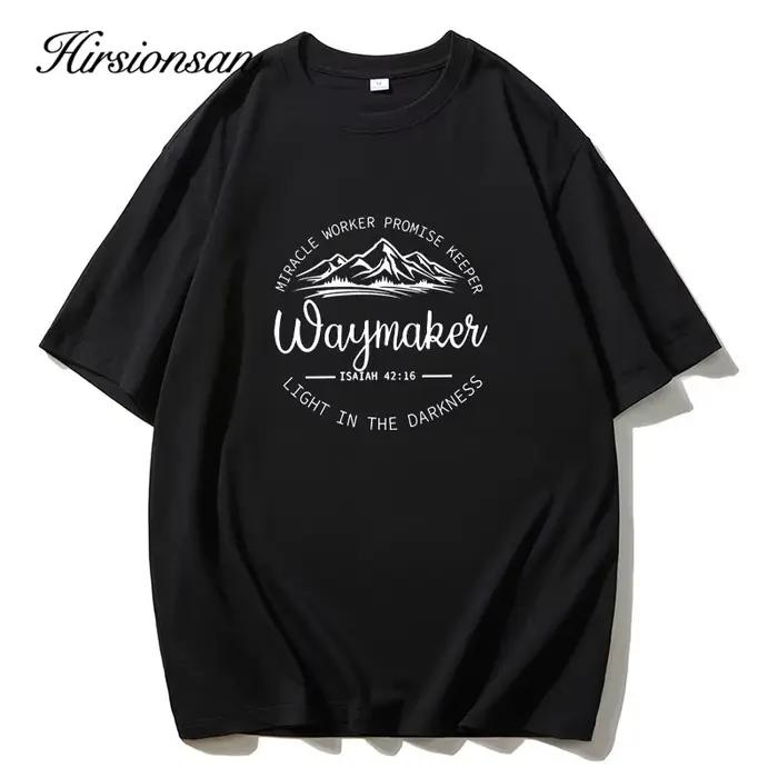 Hirsionsan-T-shirt col rond femme, 100% coton, imprimé montagne, vintage, décontracté, chic, été, 20