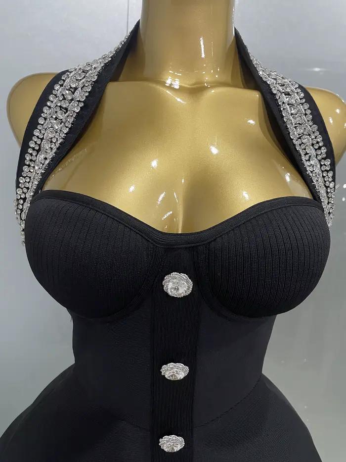 Kendning Crystal Drum Con Bandage Robe Longue Femme, Gants, Noir, Sexy Off the Initiated, Indépendan