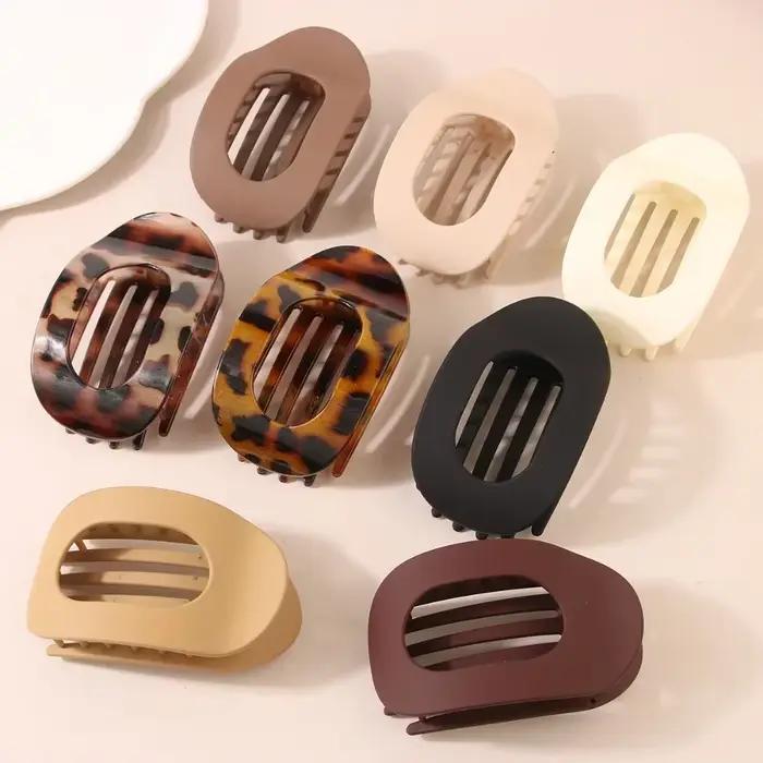 Pince à cheveux ovale pour femmes, nouveau Design léopard mat incurvé plat, Barrettes de coiffure en