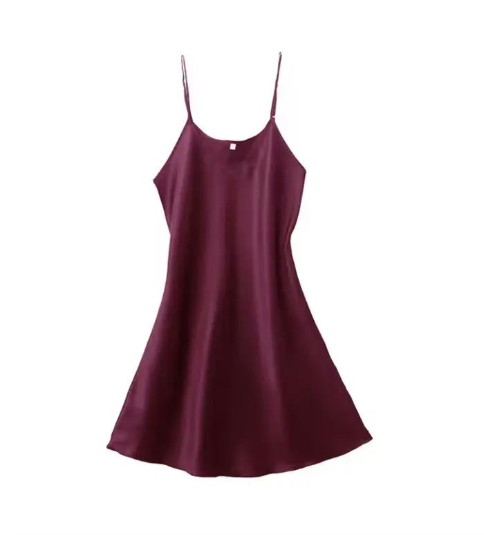 Chemise de nuit unie pour femme, simple et confortable, douce comme de la soie, agréable pour la pea