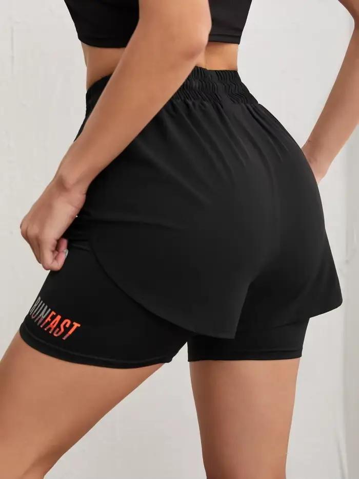 Short de Yoga taille haute pour femmes, avec contrôle de proximité élastique, short de course, faux 