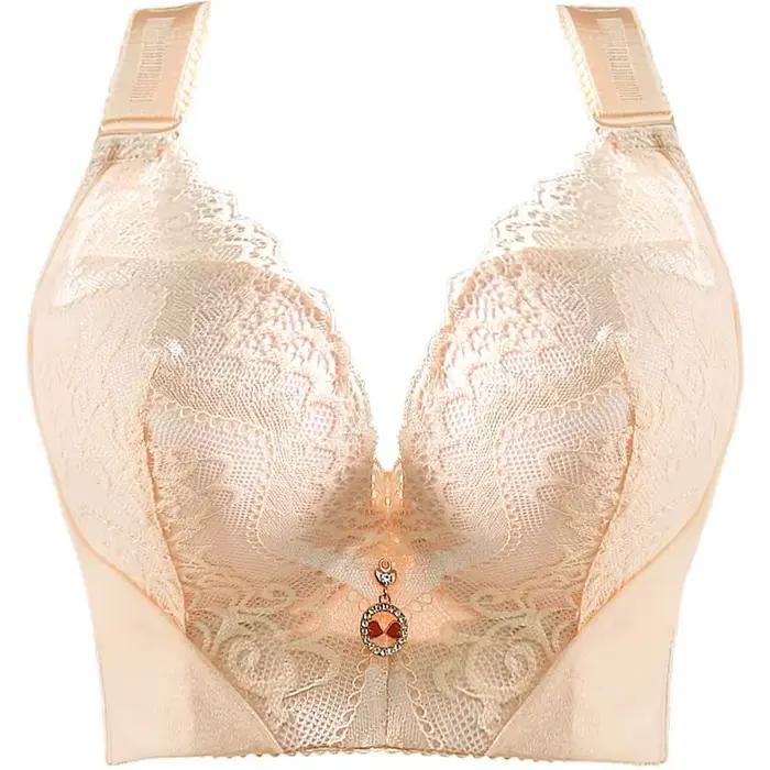 Soutien-gorge push up grande taille à armatures en dentelle sexy - Lingerie à couverture complète po