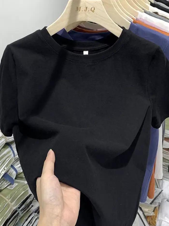 T-Shirt à Manches Courtes en Coton Blanc pour Femme et Fille, Vêtement Sexy, Y2k, Printemps