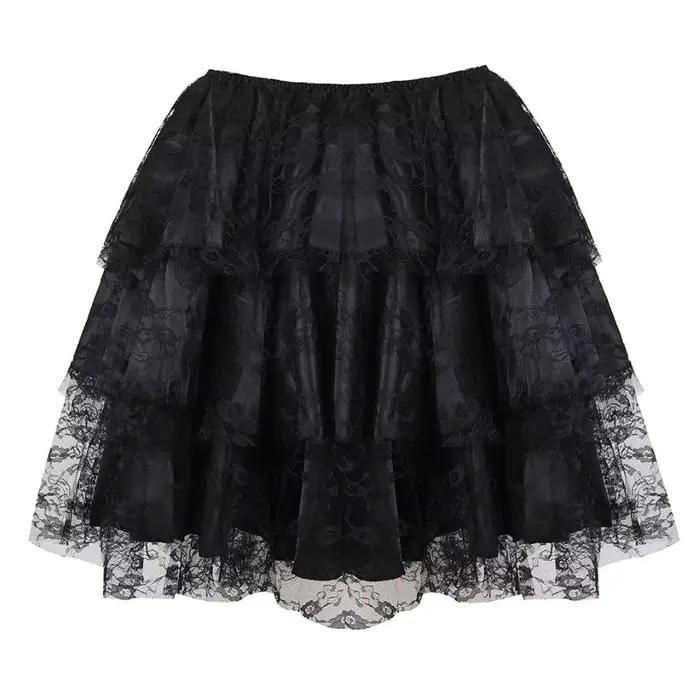 Femmes gothique Sexy dentelle florale maille Tulle Mini jupe plissée Showgirl mode fête danse jupes 