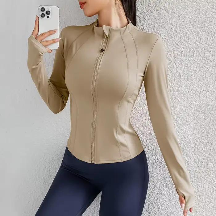 Sport Zip Up hiver femmes vestes de course entraînement Gym Fitness femmes vestes avec trous pour le