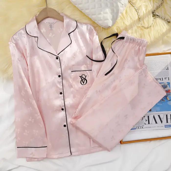 Vêtements de nuit Victoria's Secret, vêtements de détente, pyjama boutonné doux et respirant, ensemb