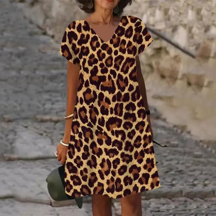 Robe d'été surdimensionnée pour femmes, imprimée en 3D, décontractée, manches courtes, col en v, mod
