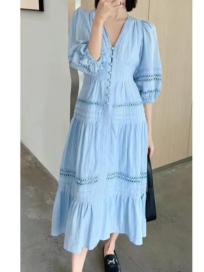 Pouvez-vous psyLady-Robe mi-longue élégante à plusieurs niveaux pour femmes, robes évidées pour dame