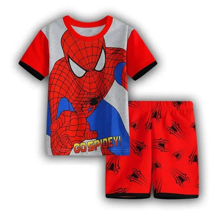 Ensemble pyjama pour garçons Marvel Spiderman à manches courtes, 2 pièces, pyjama de dessin animé Ka