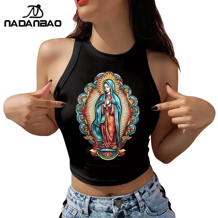 NADANBAO-Haut court à col rond pour femmes, streetwear, sexy, couleur vierge marie, printemps et été