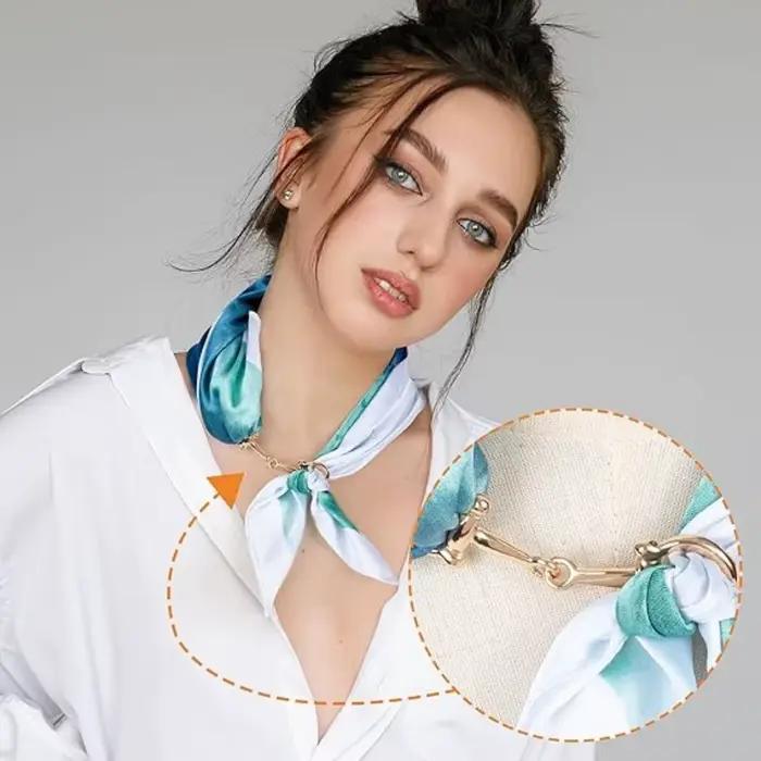 Boucle universelle pour écharpe en fer à cheval, 2 pièces, multi-usages, en métal, coins simples et 