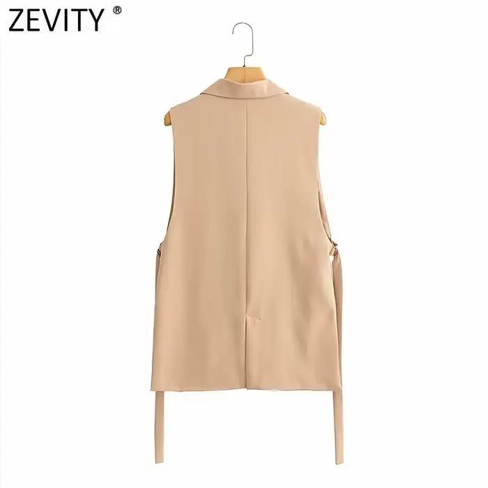 Zevity-Gilet fendu sur le côté pour femme, Vêtements d'extérieur chics, Mode féminine, Solide, Un bo