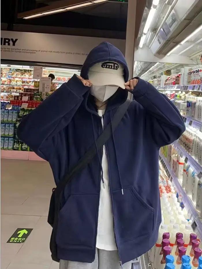 Sweat à capuche zippé à manches longues pour femmes, sweats à capuche décontractés, Streetwear Y2K, 