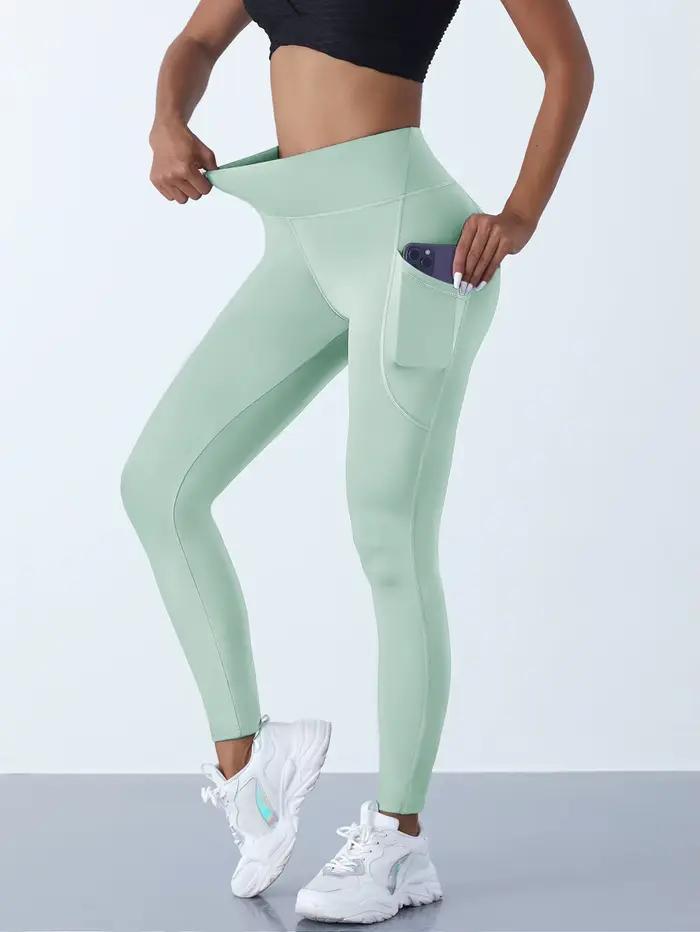 Femmes taille haute élastique entraînement Yoga Leggings contrôle du ventre avec poches latérales pa