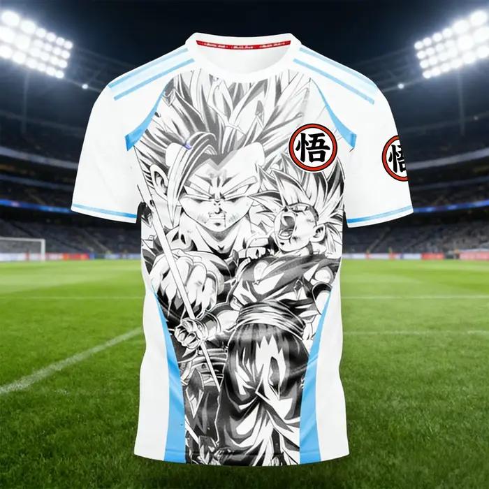T-shirt 3D Dragon Ball Été 2026 Oversize Majin Vegeta Imprimé Éclair Bleu Respirant Gym Streetwear U