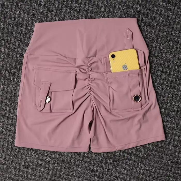 TRY TO BN Shorts de sport taille haute pour femmes, collants de yoga, leggings froissés, push-up, gy