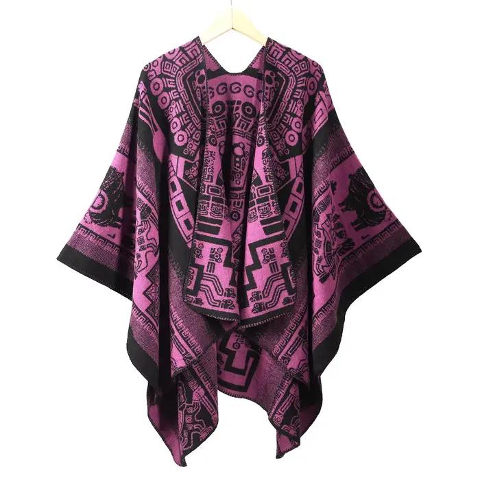 Poncho Vintage tendance fendu sur le devant pour hommes, Cape chaude, Capelet épais, nouvel arrivage