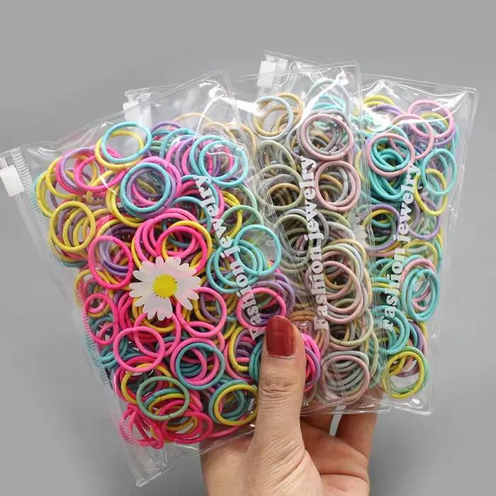 100 pièces/lot petits attaches de cheveux gomme coloré en Nylon élastique corde poupée kaki noir ban